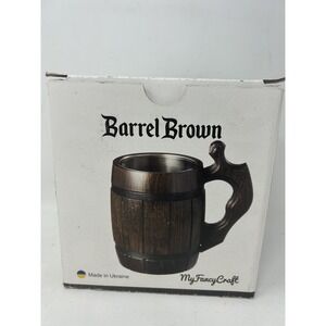 MyFancyCraft Wooden Barrel Brown Beer Mug From Ukraine‎ 20oz